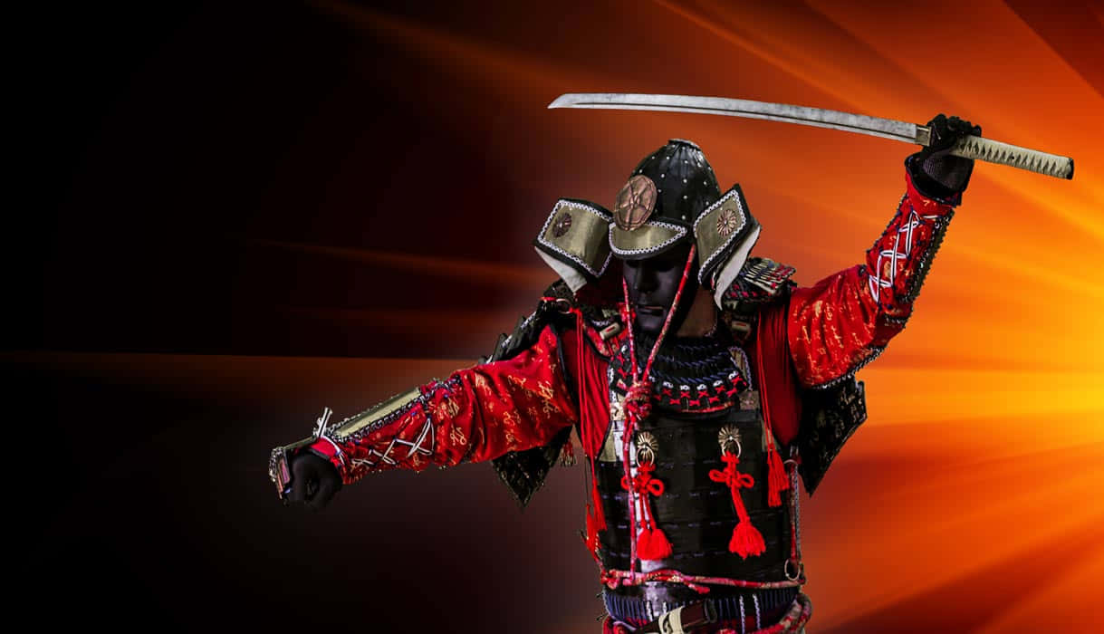samurai sword, katana, red and black armor, SD Desktop Wallpaper