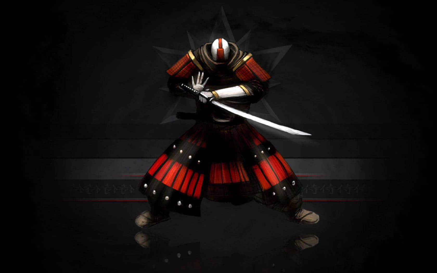 samurai warrior, red and black armor, gleaming katana, HD Desktop Wallpaper