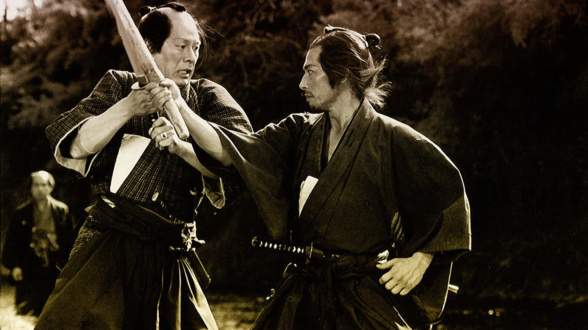 Samurai Warrior, traditional robes, clash swords, Full HD Desktop Wallpaper