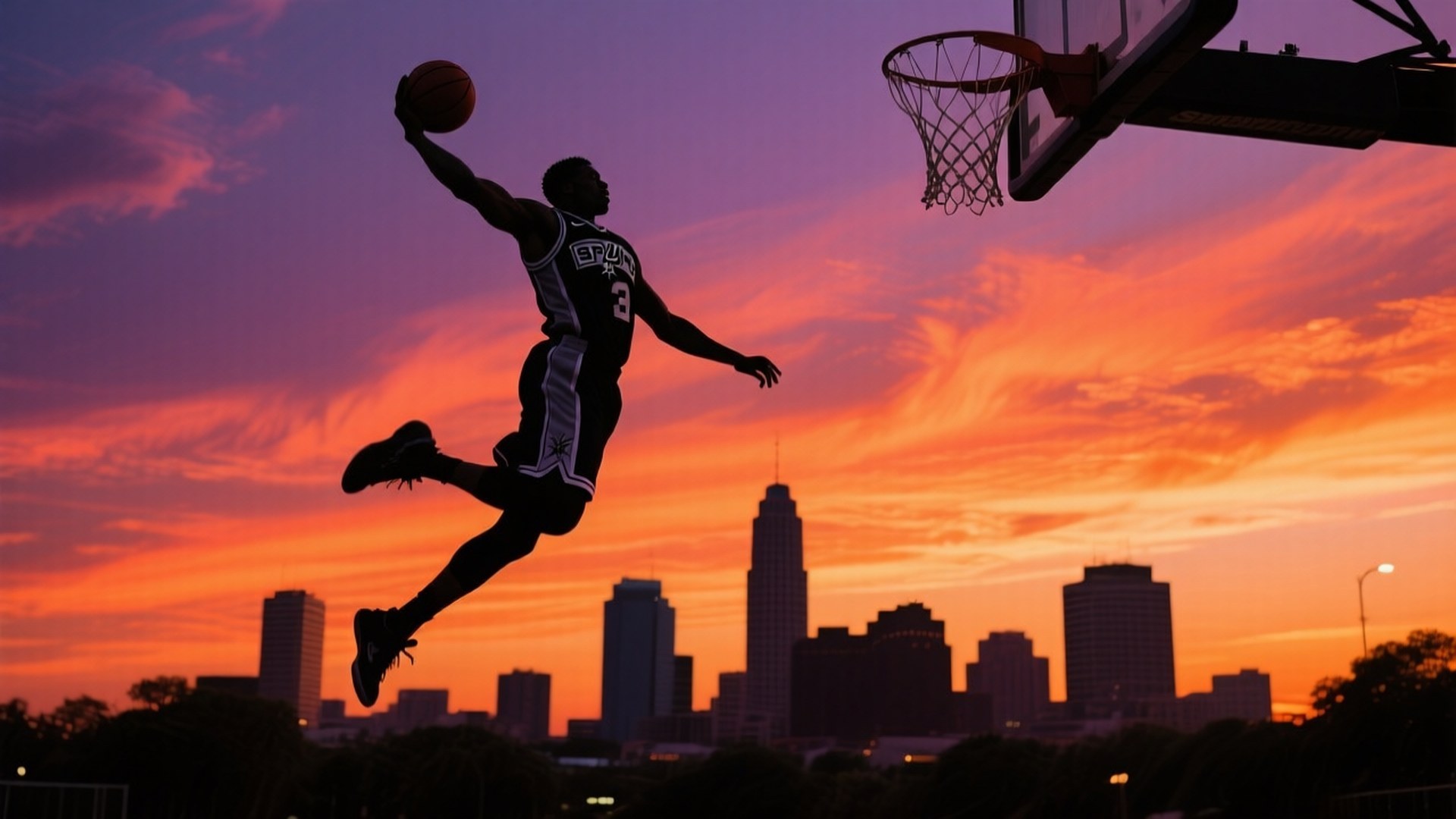 San antonio spurs, sunset, basketball player, Full HD Desktop Wallpaper