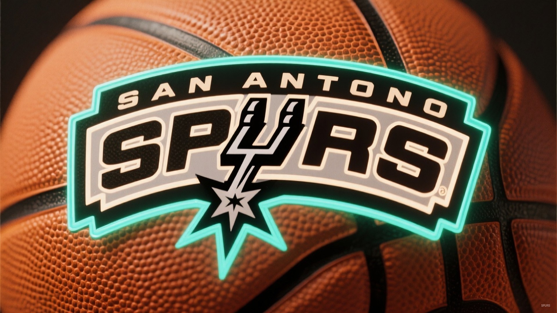 San Antonio Spurs, teal light, textured orange basketball, Full HD Desktop Wallpaper