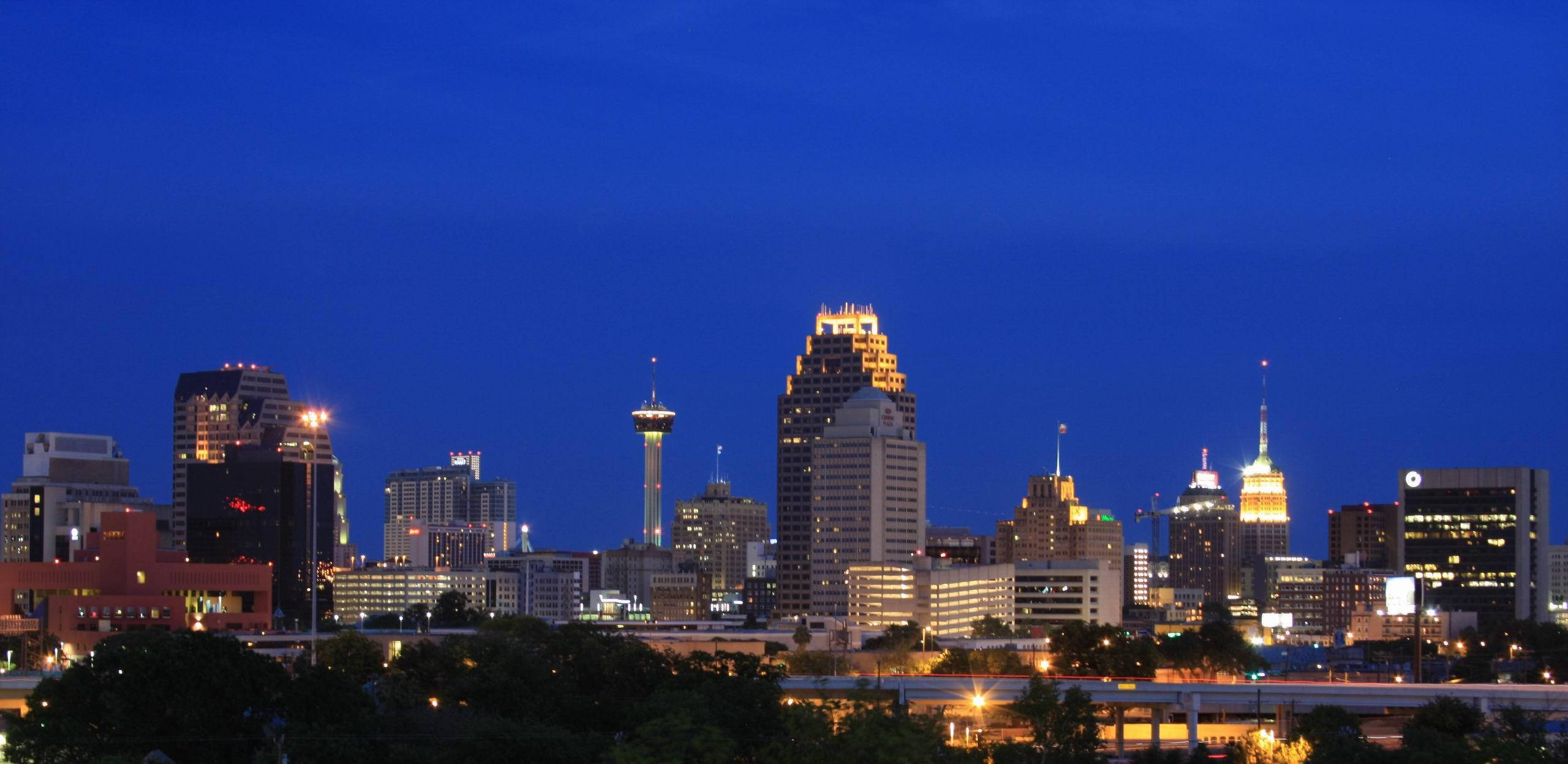San Antonio, blue night, city skyline, 2K Desktop Wallpaper