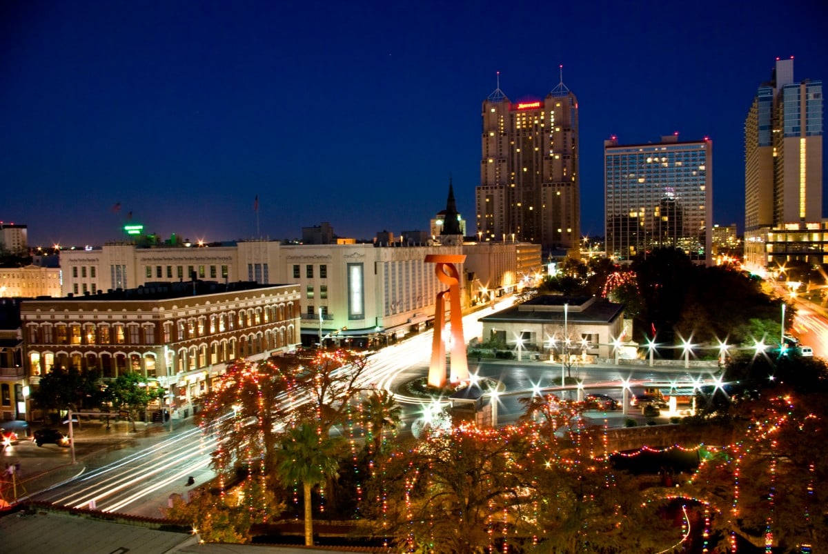 San Antonio, night, skyscrapers, SD Desktop Wallpaper