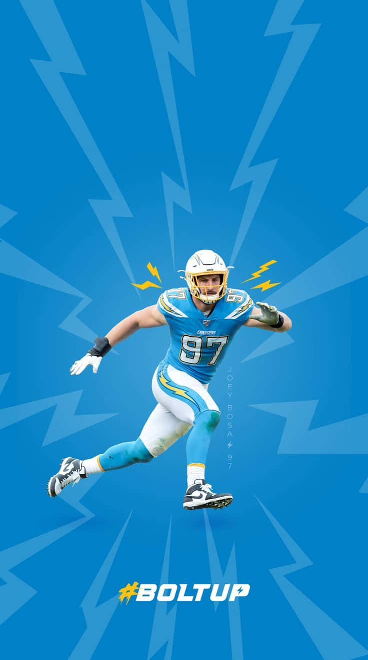 San Diego Chargers, blue and white uniform, vibrant blue background, HD Phone Wallpaper
