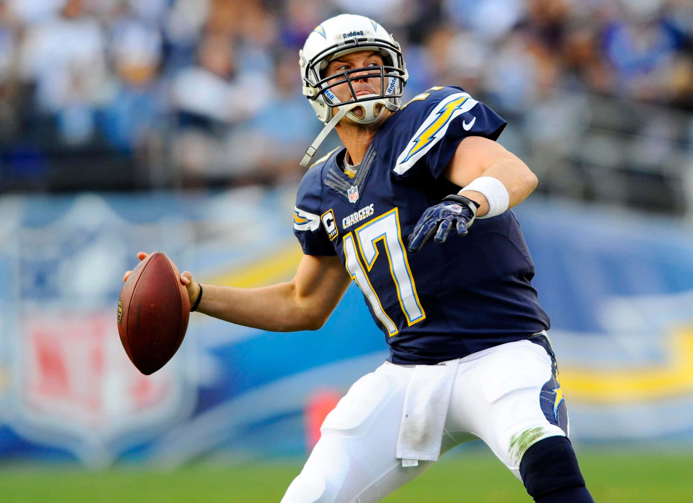 San Diego Chargers, navy blue uniform, quarterback, Full HD Desktop Wallpaper