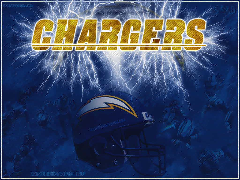 San Diego Chargers, electric blue lightning, bold gold letters, SD Desktop Wallpaper
