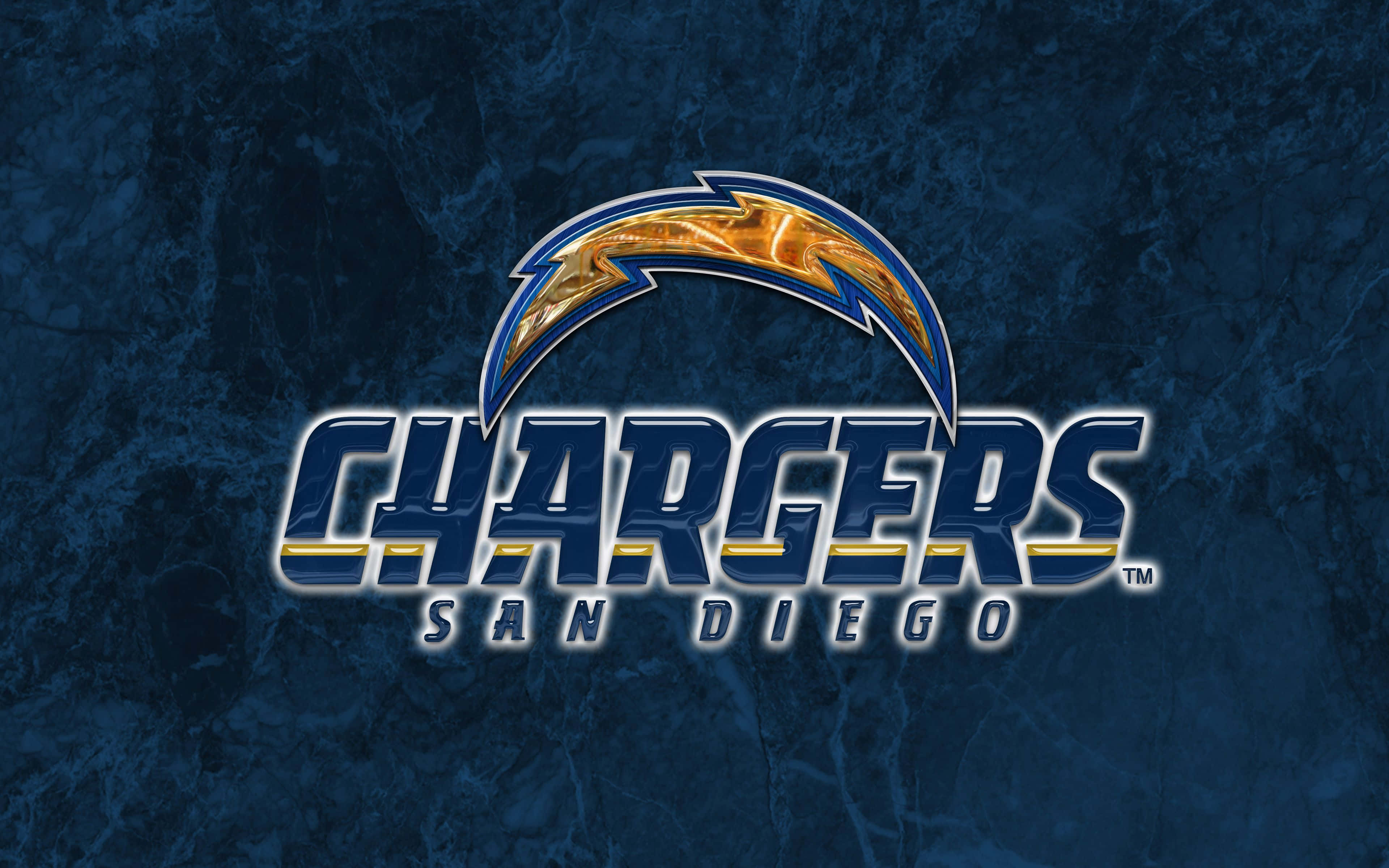 San Diego Chargers, metallic gold, blue lightning bolt, 4K Desktop Wallpaper