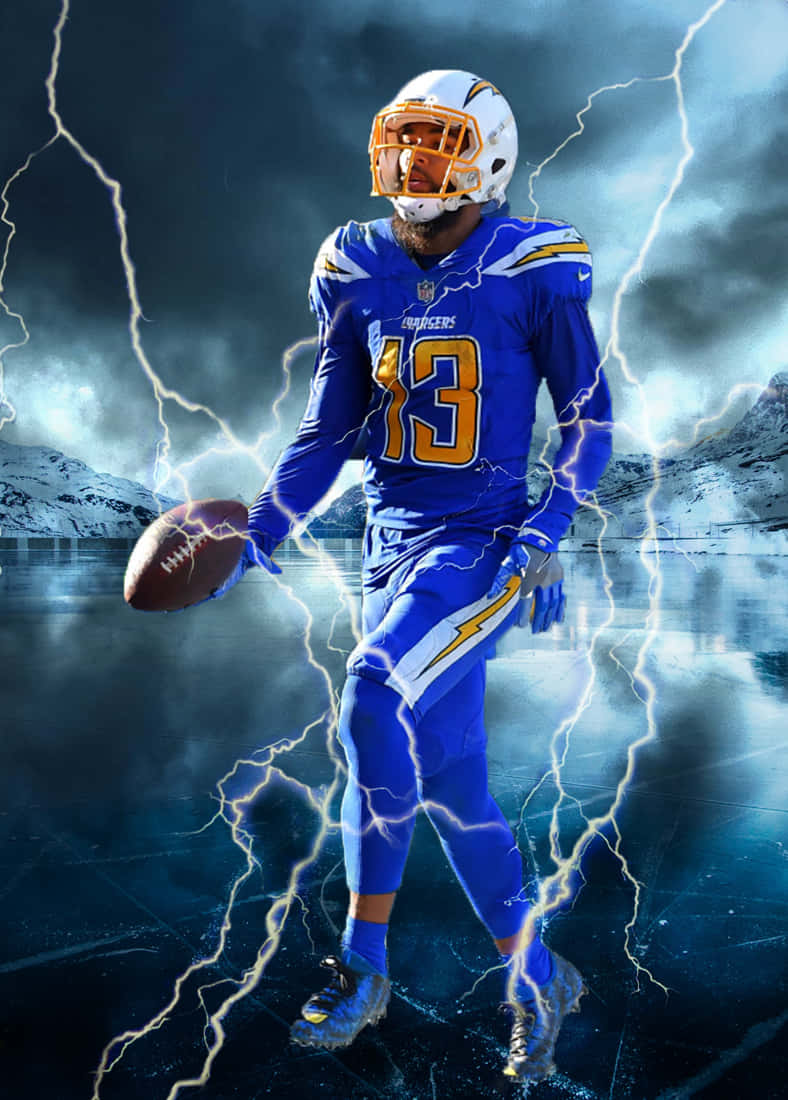 San Diego Chargers, blue uniform, lightning, SD Phone Wallpaper