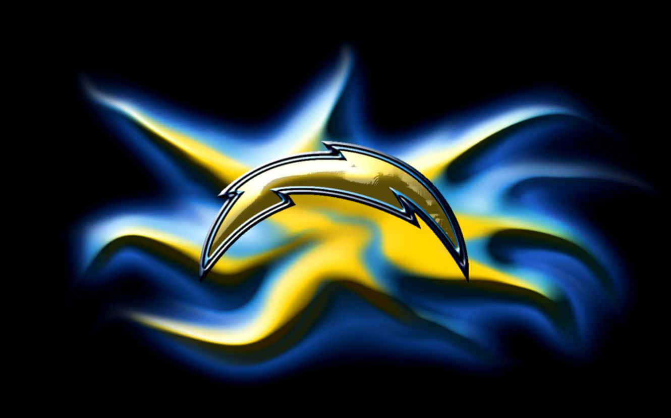 San Diego Chargers, glowing yellow and blue lightning bolt logo, black background, HD Desktop Wallpaper