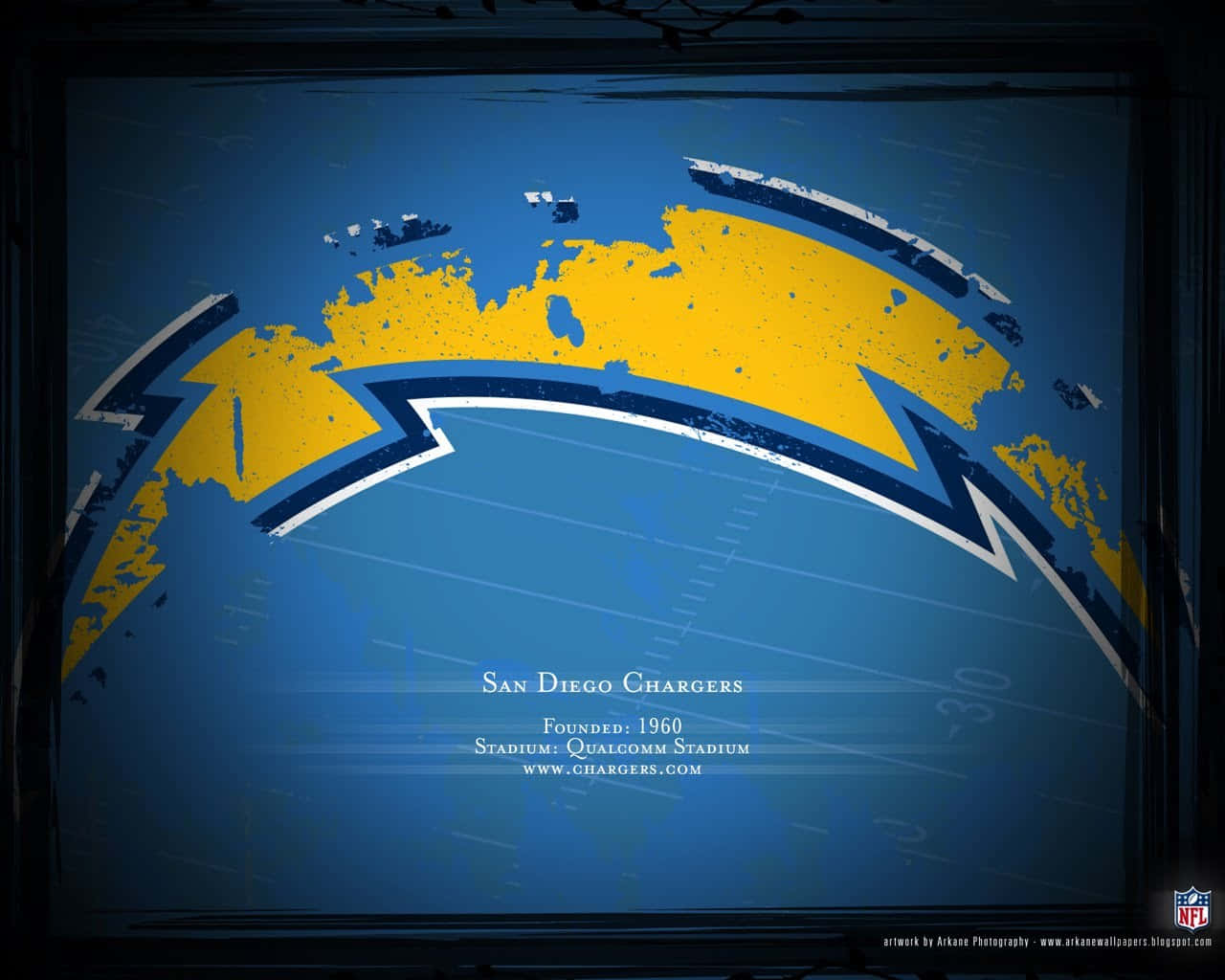 San Diego Chargers, yellow lightning bolt, blue football field, HD Desktop Wallpaper
