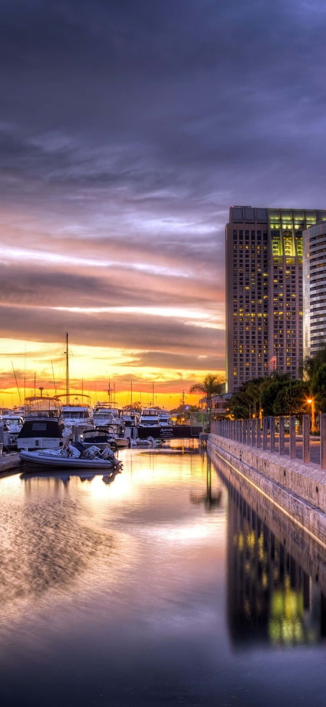 San Diego, Sunset, harbor, Full HD Phone Wallpaper