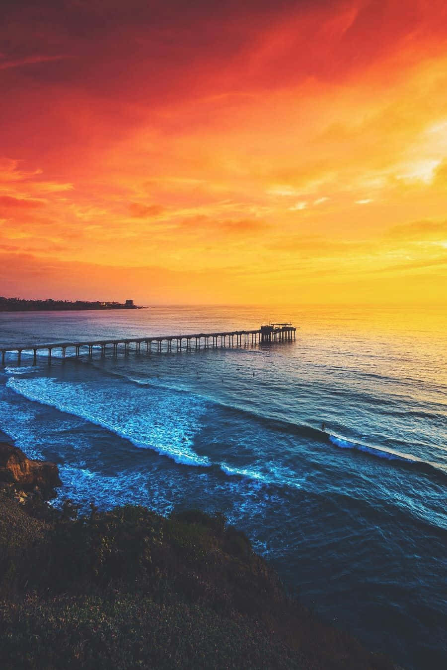 San Diego, sunset, fiery orange, HD Phone Wallpaper