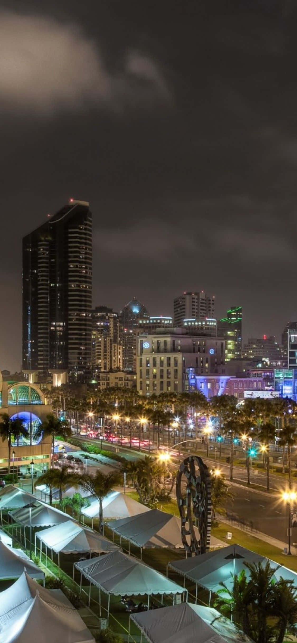 San Diego, iPhone, nighttime cityscape, Full HD Phone Wallpaper