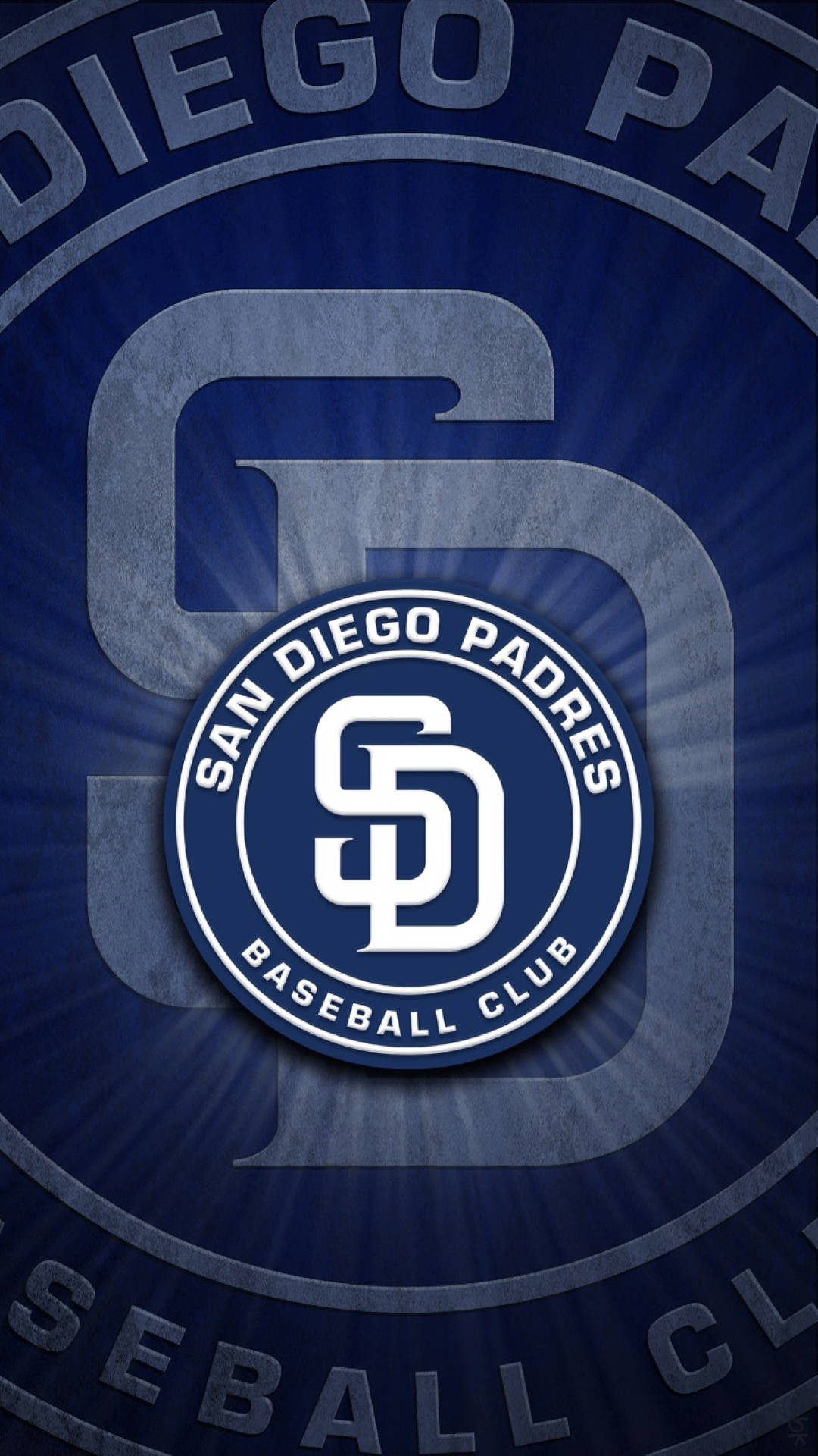 San Diego Padres, blue circle logo, central emblem, Full HD Phone Wallpaper