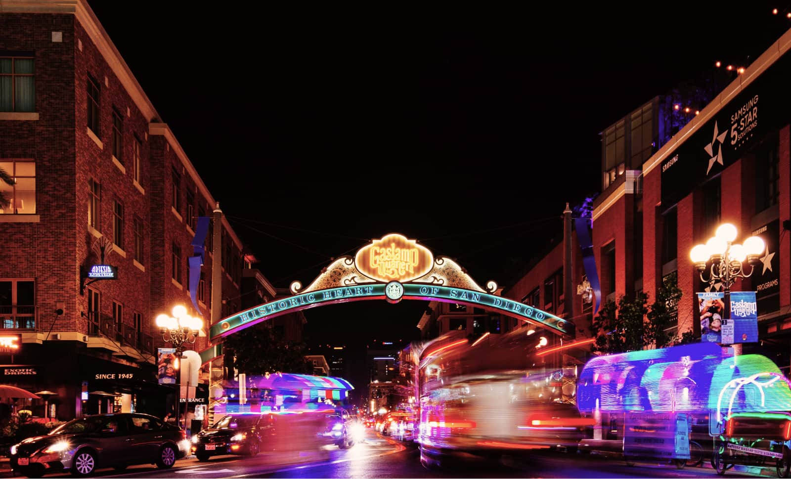 San Diego, night, neon lights, HD Desktop Wallpaper