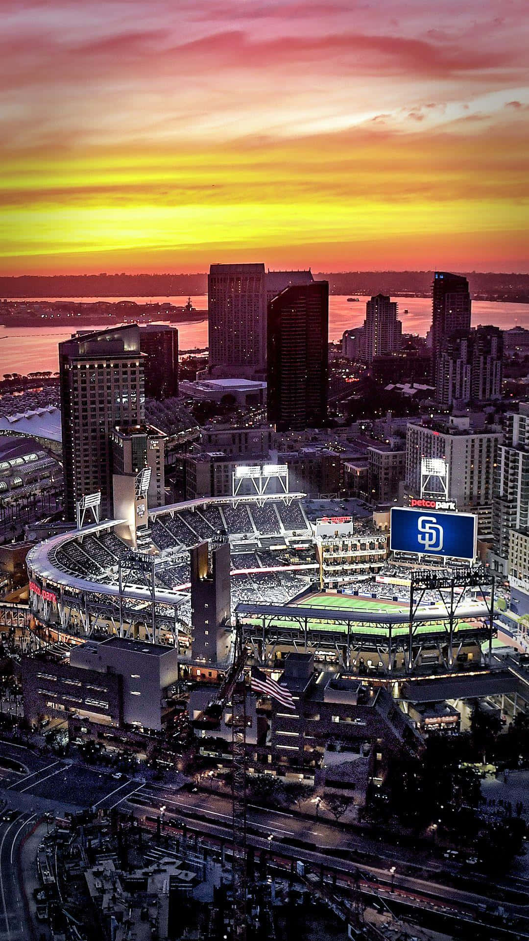 San Diego, baseball stadium, sunset, Full HD Phone Wallpaper