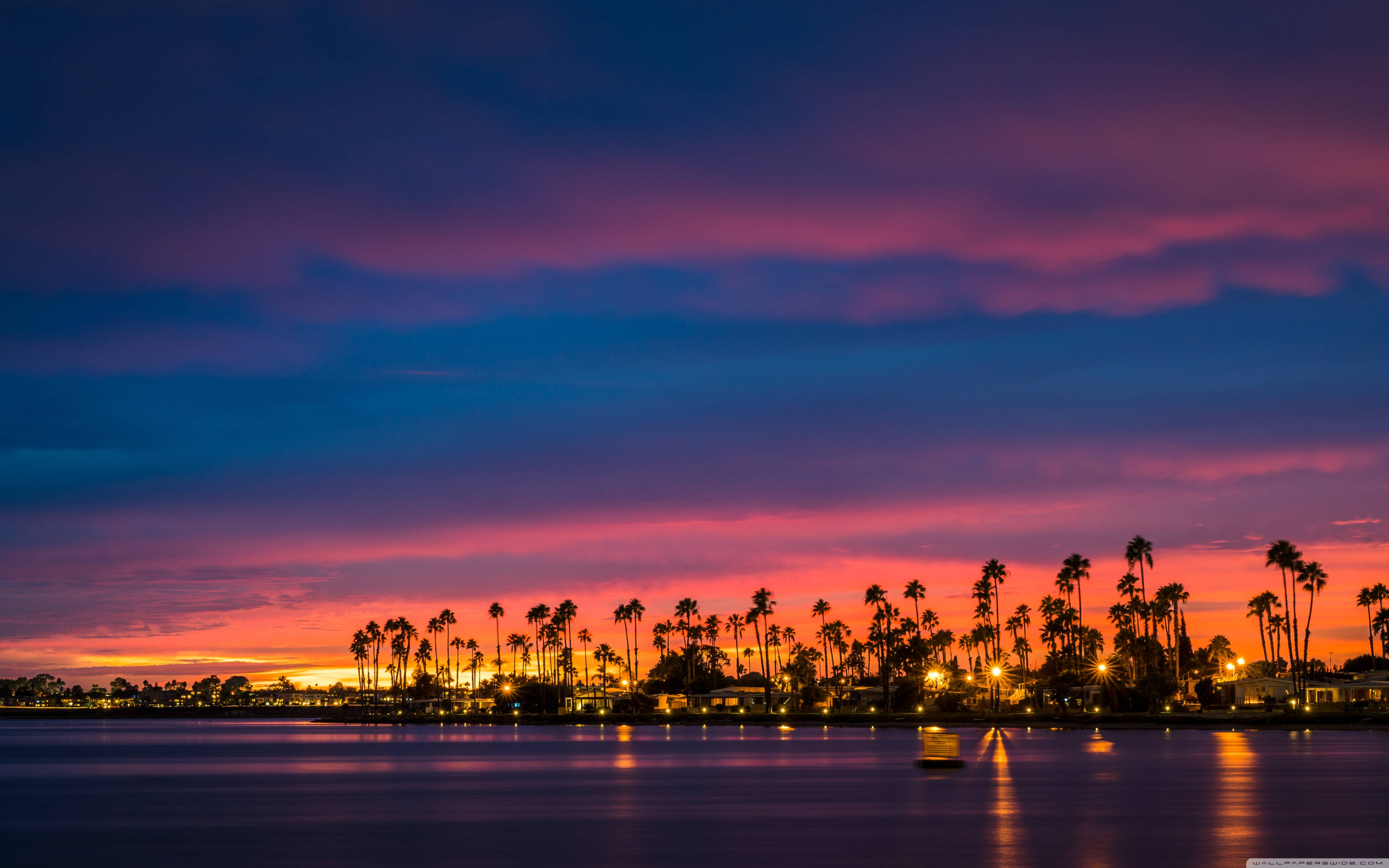 vibrant dusk, San Diego, pink and purple hues, 4K Desktop Wallpaper