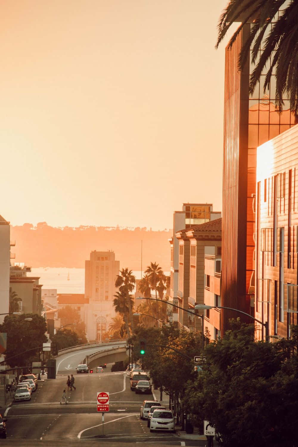 San Diego, golden hour, winding urban street, HD Phone Wallpaper