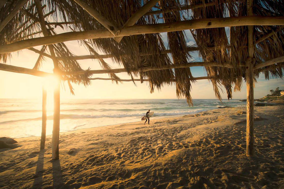 San Diego Beach, surfer, golden sunset, SD Desktop Wallpaper