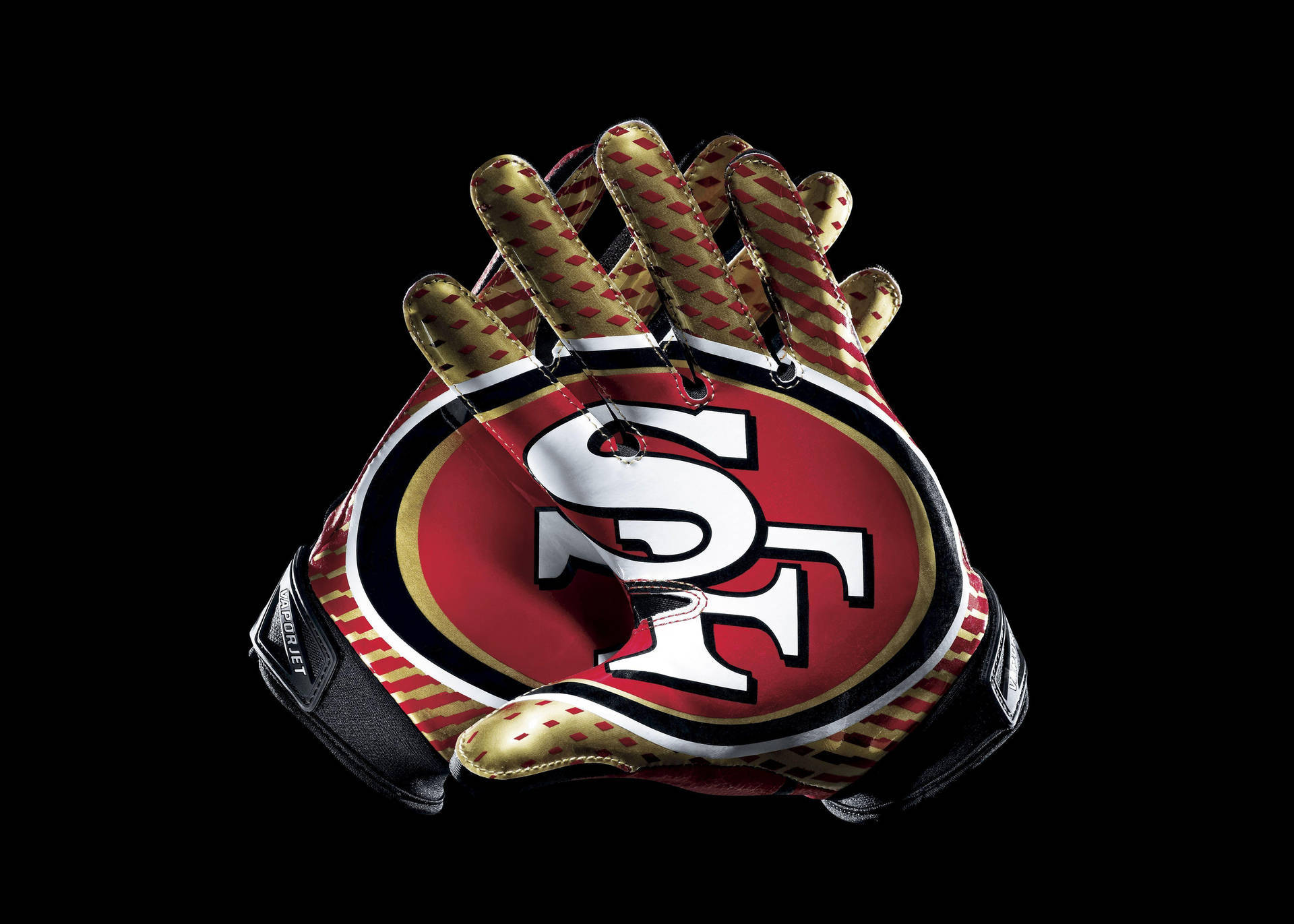 San Francisco 49ers, red gold and black detailing, football glove, Full HD Desktop Wallpaper