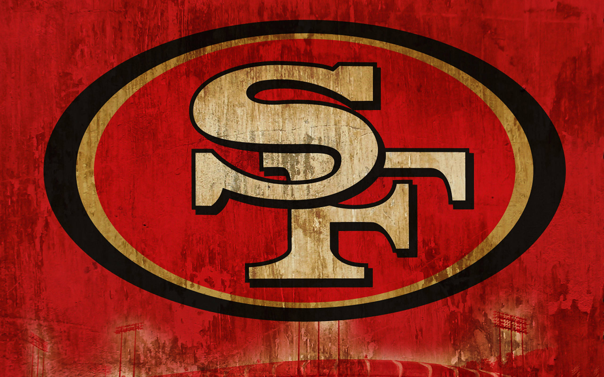 San Francisco 49ers, classic logo, red, 2K Desktop Wallpaper