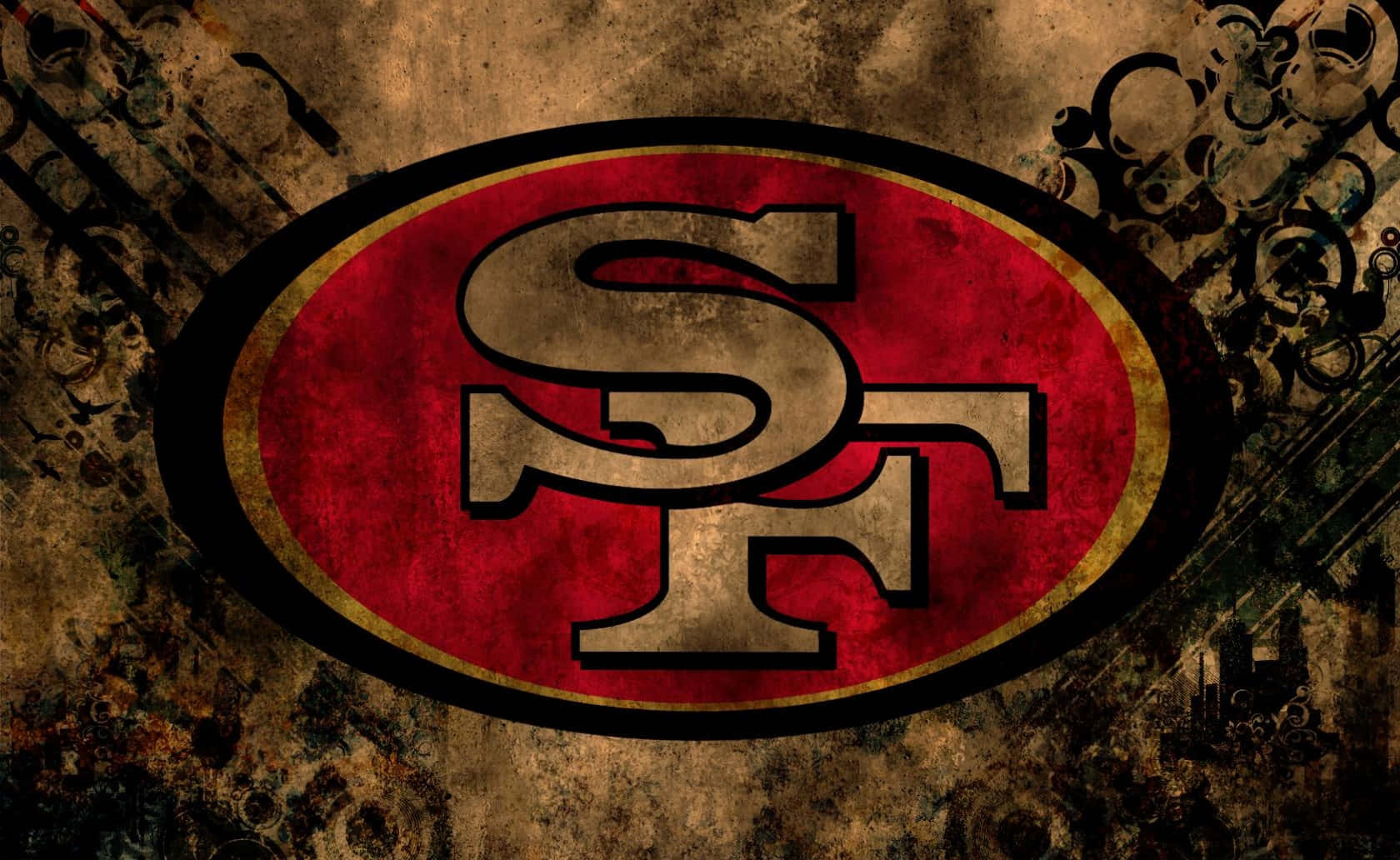 San Francisco 49ers, 49ers logo, distressed red gold and black colors, HD Desktop Wallpaper