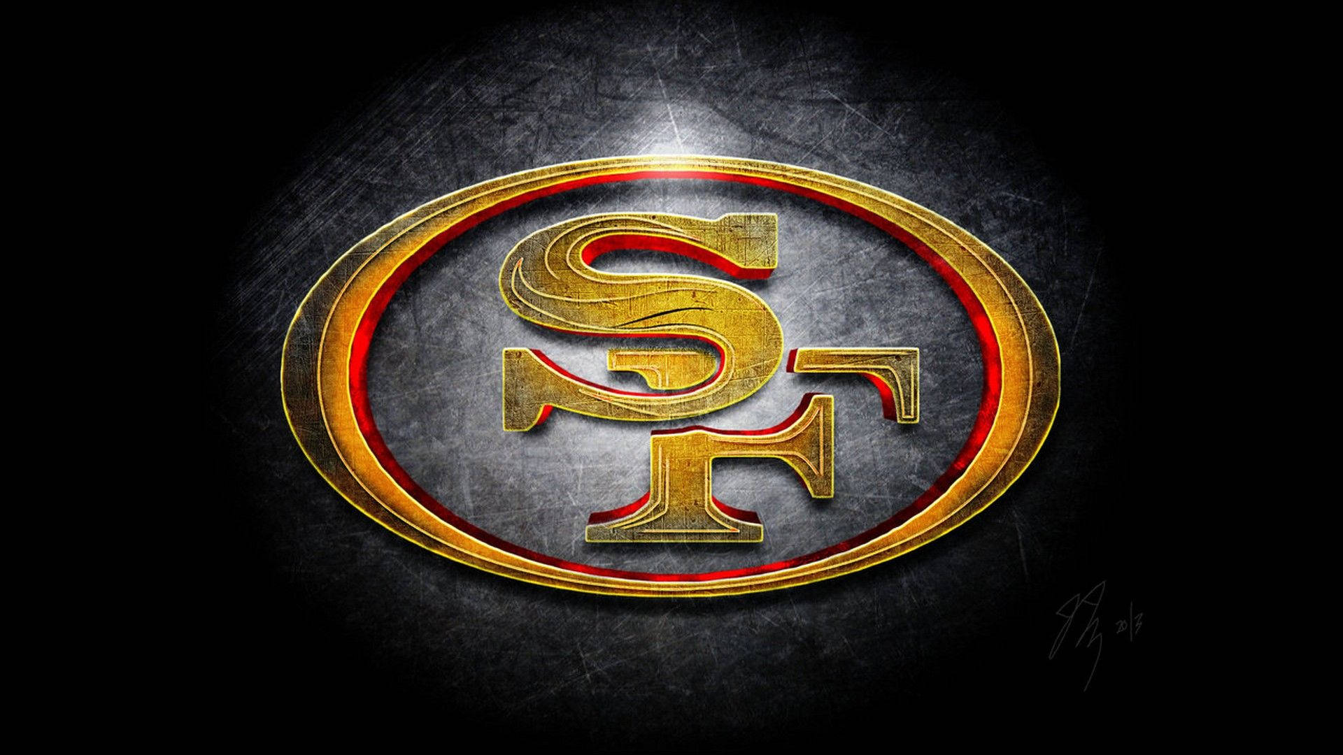 San Francisco 49ers, yellow logo, golden SF logo, Full HD Desktop Wallpaper