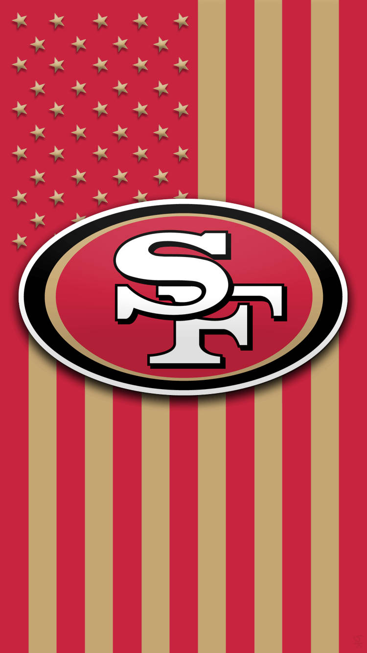 San Francisco 49ers, red and gold striped background, stars, HD Phone Wallpaper