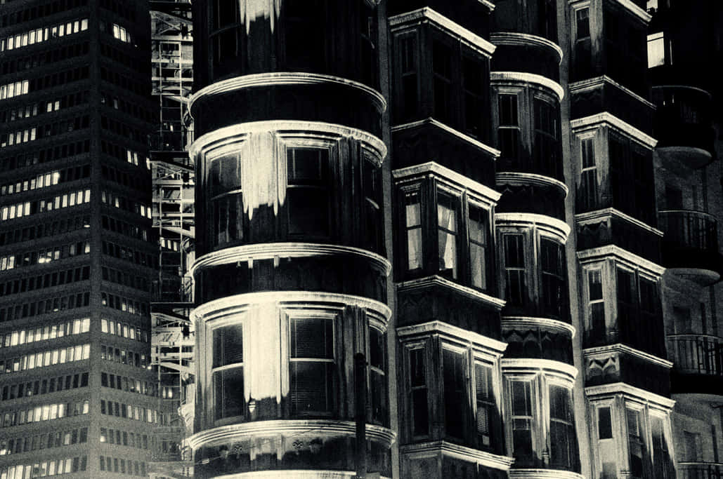 San Francisco, black and white, urban nightscape, SD Desktop Wallpaper