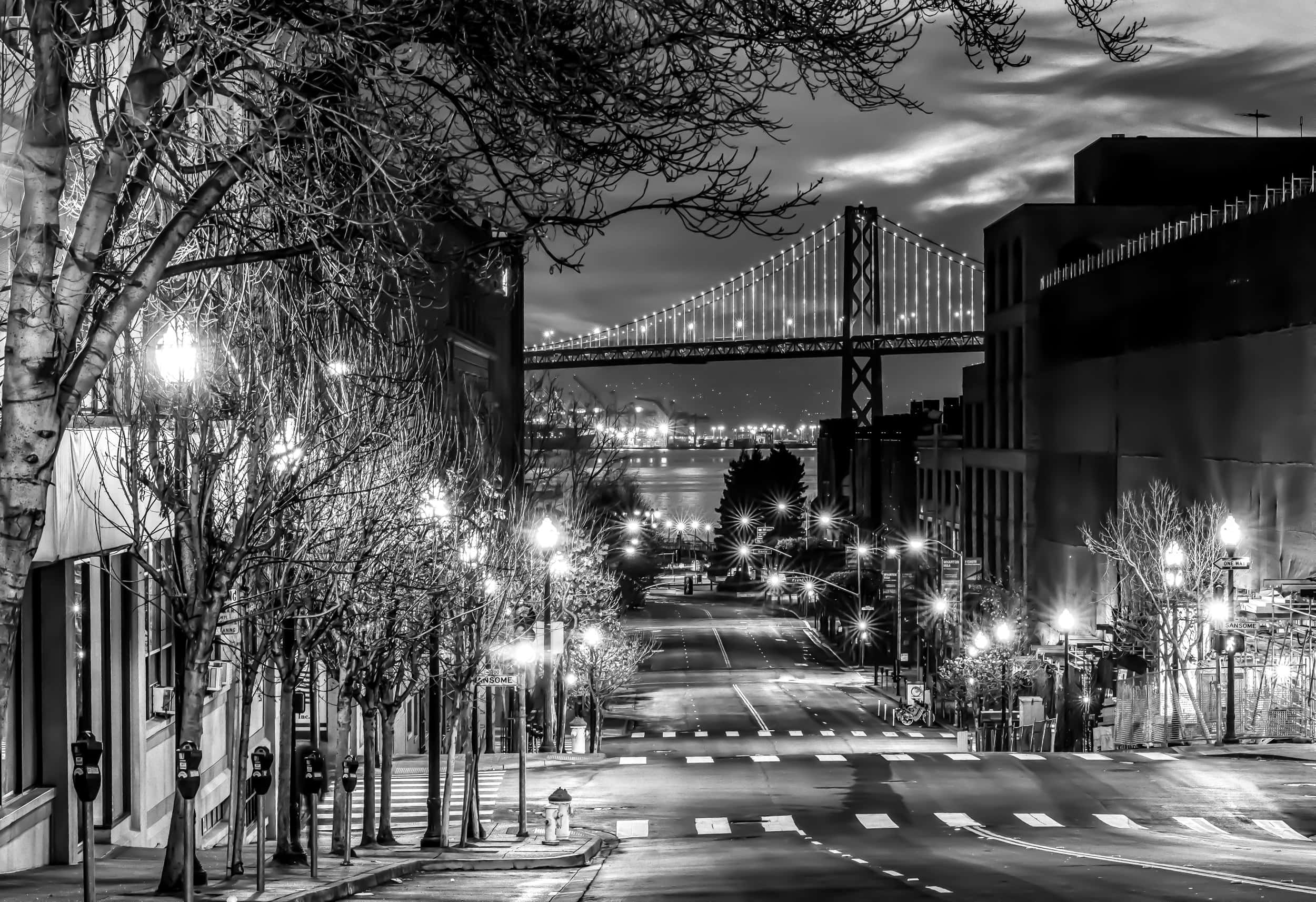 San Francisco, black and white, urban street, Full HD Desktop Wallpaper
