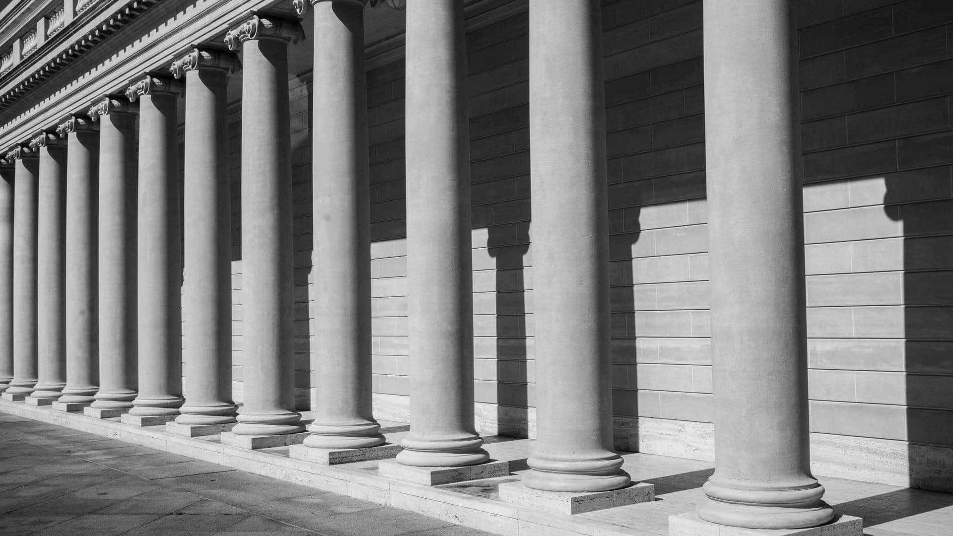 San Francisco, black and white, classical columns, Full HD Desktop Wallpaper
