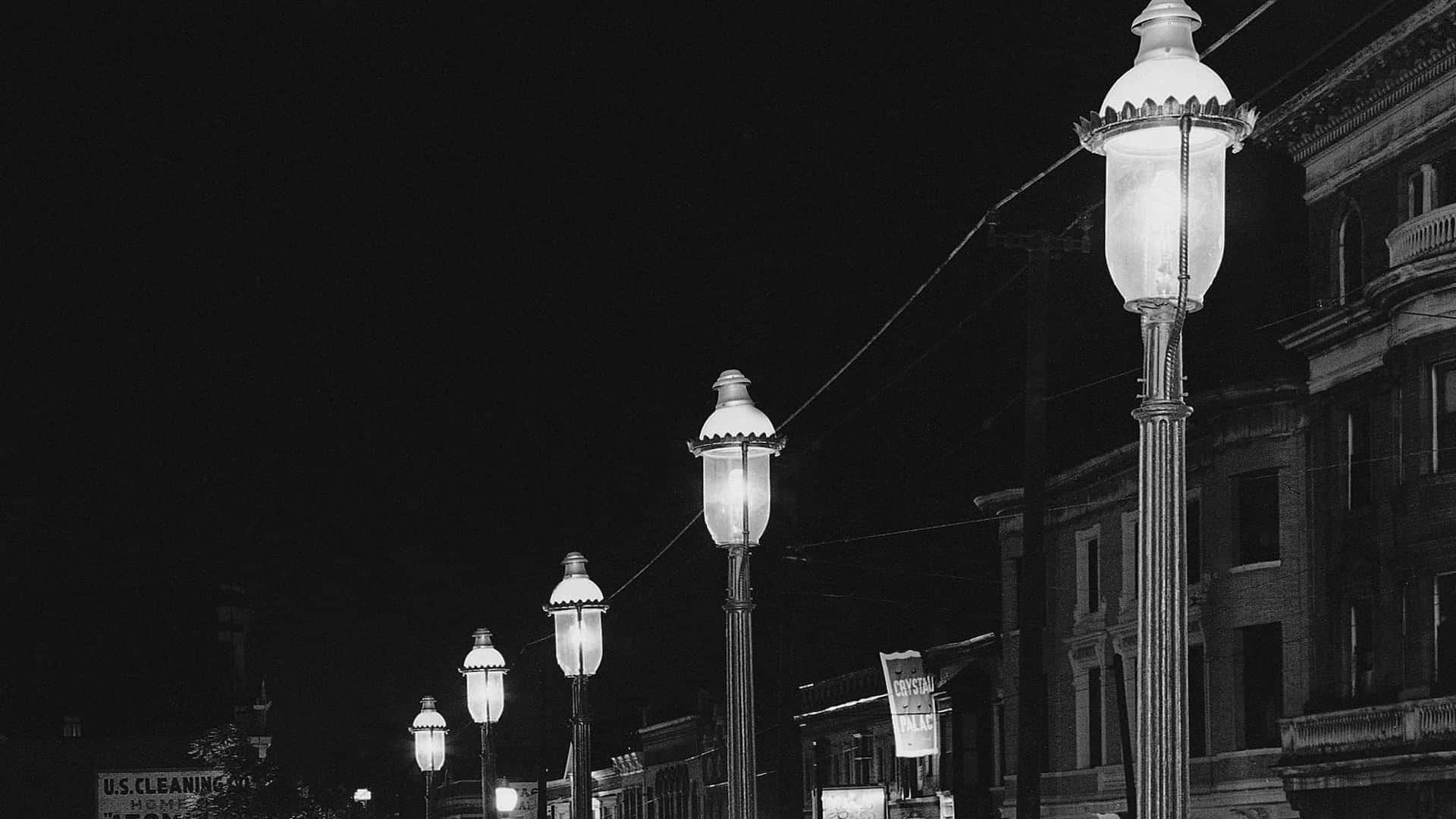 San Francisco, vintage street lamps, dark night sky, Full HD Desktop Wallpaper