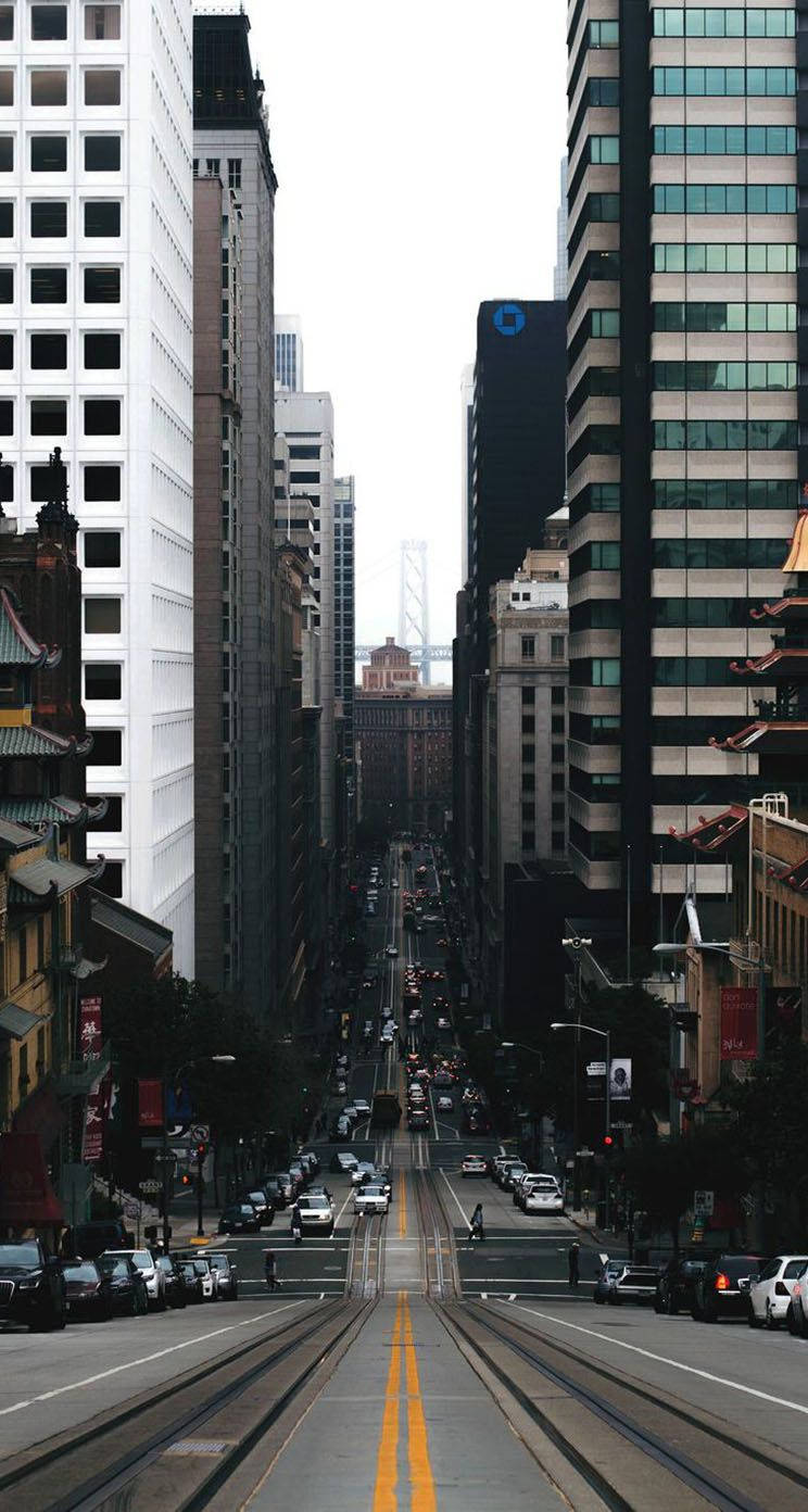 San Francisco, busy street, cloudy sky, HD Phone Wallpaper