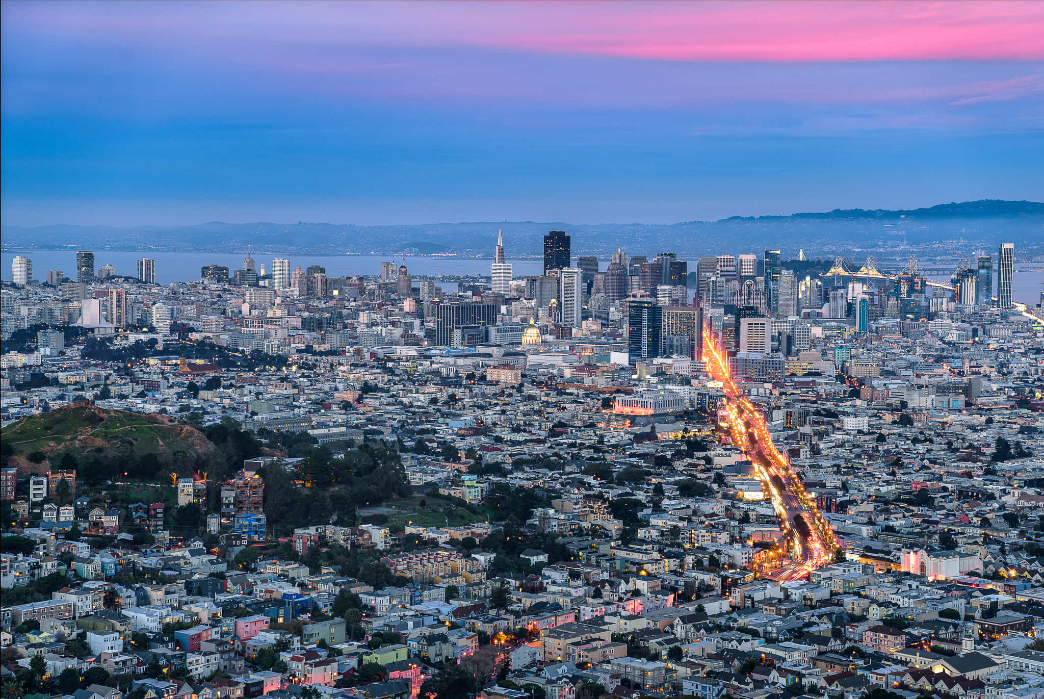 San Francisco, twilight, city lights, Full HD Desktop Wallpaper