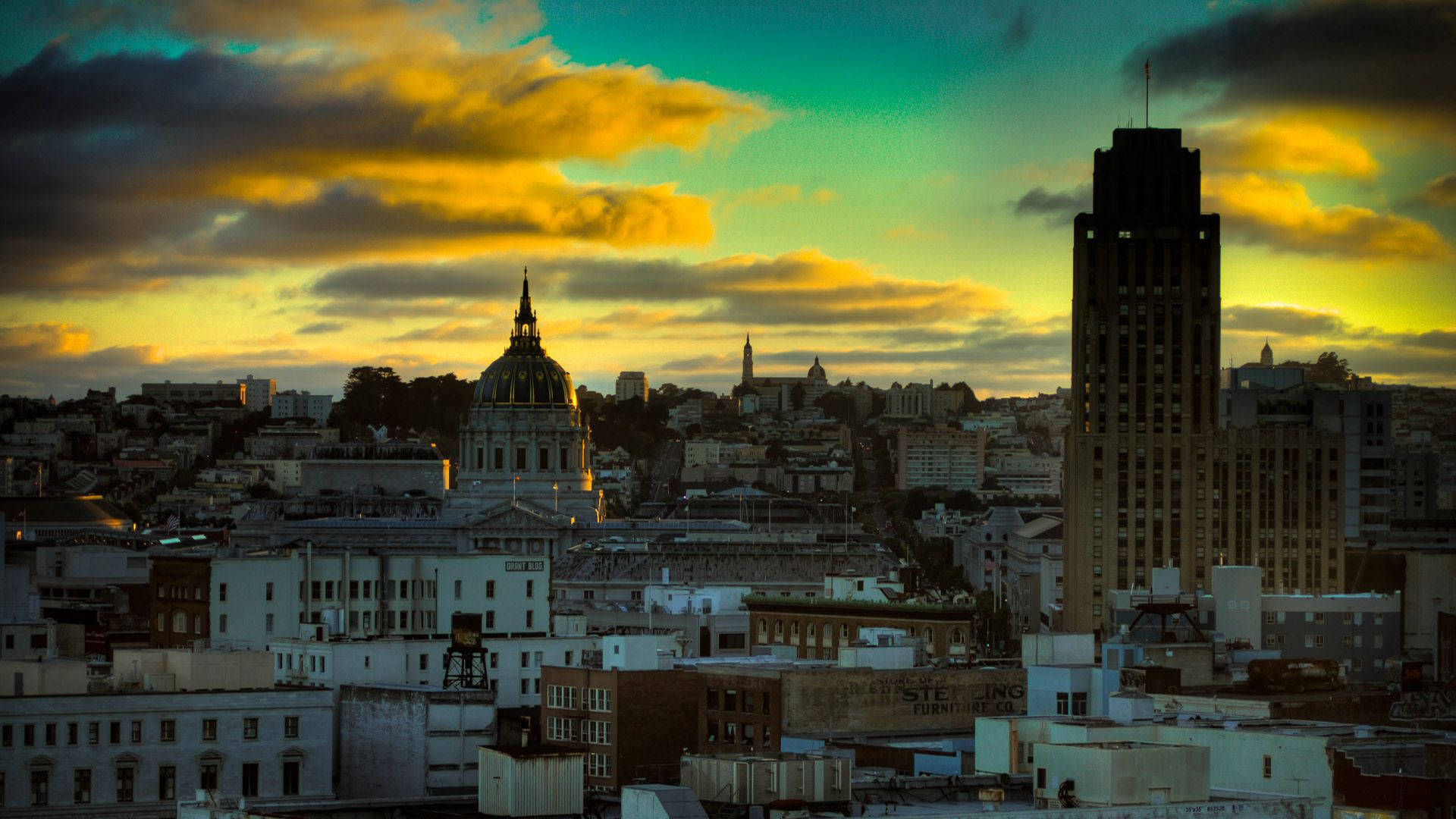 San Francisco, sunset, golden light, Full HD Desktop Wallpaper