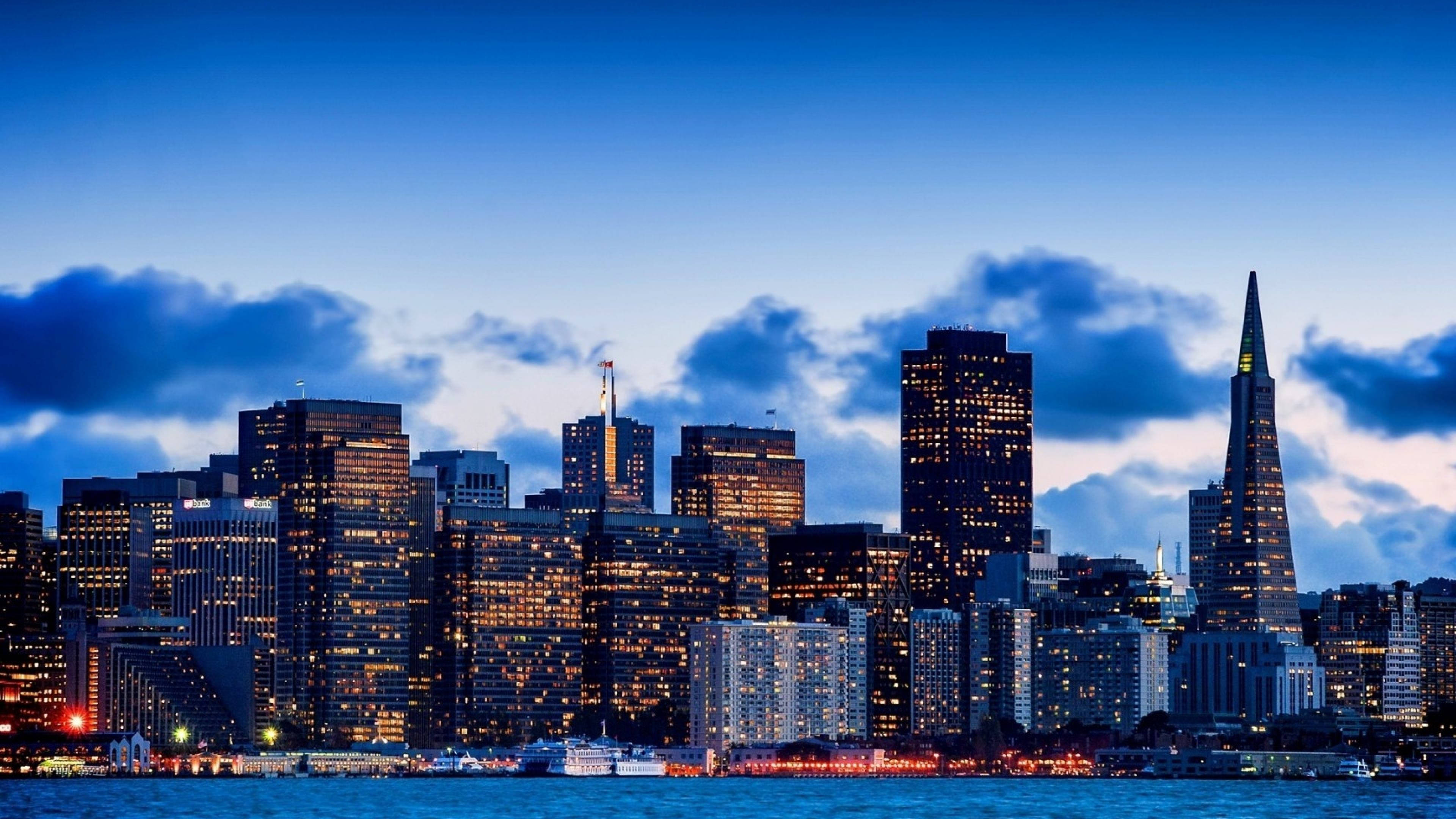 San Francisco, skyline, dusk, 4K Desktop Wallpaper
