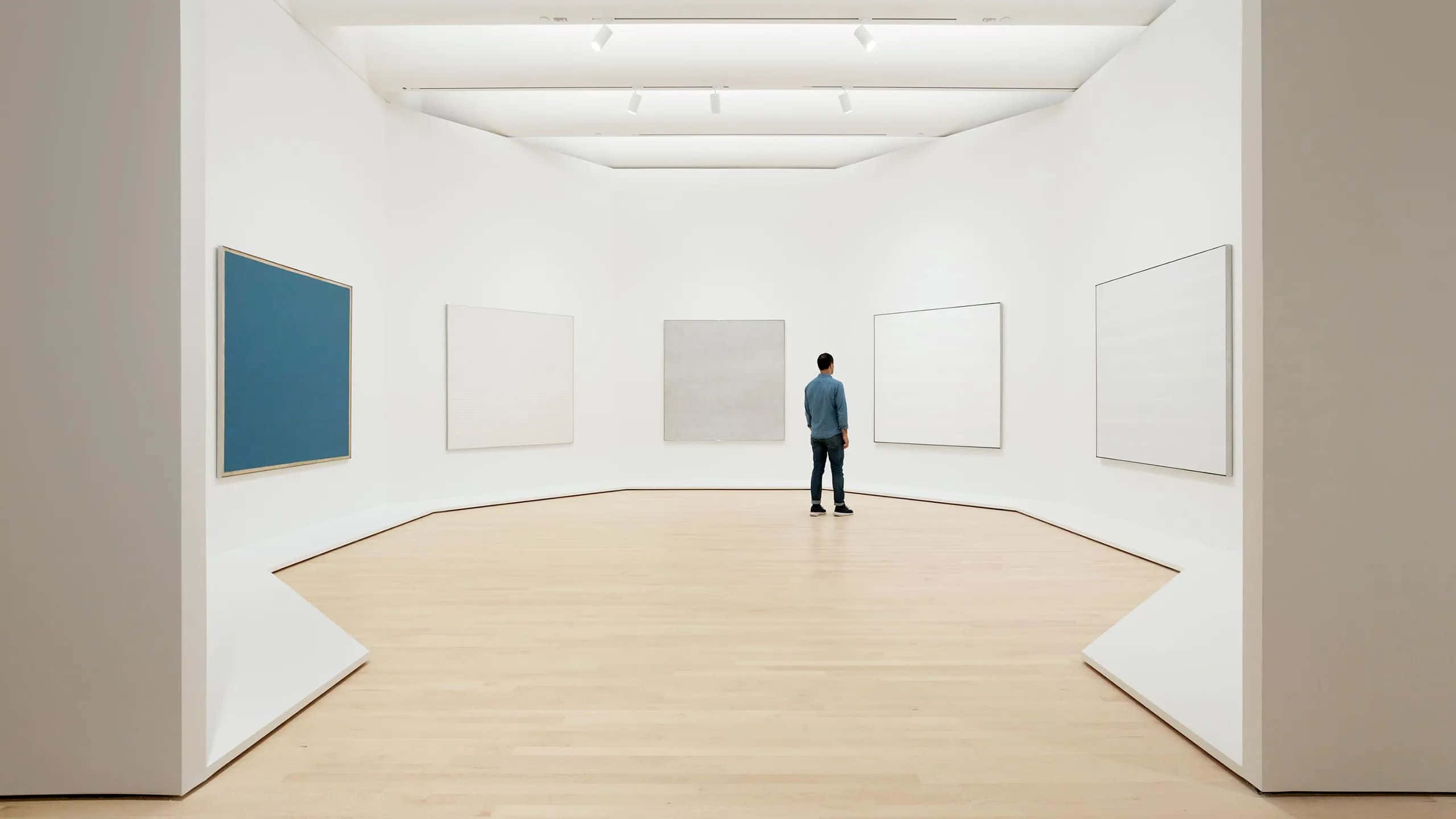 San Francisco Museum Of Modern Art, minimalist white gallery, abstract paintings, 2K Desktop Wallpaper