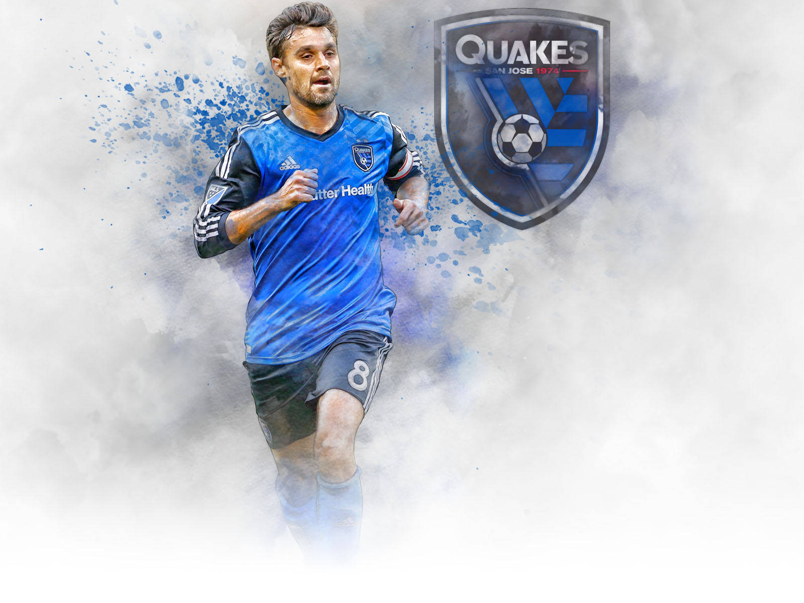 San Jose Earthquakes, blue jersey, team crest, HD Desktop Wallpaper