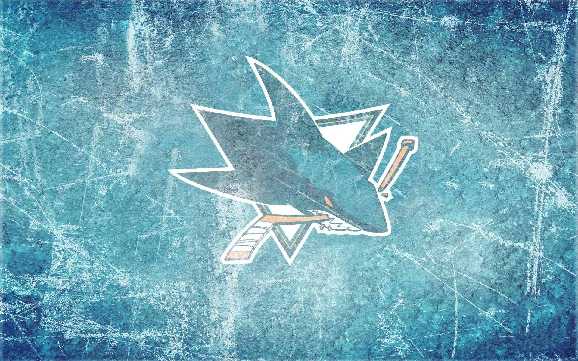 San Jose Sharks, blue ice rink, shark logo, Full HD Desktop Wallpaper