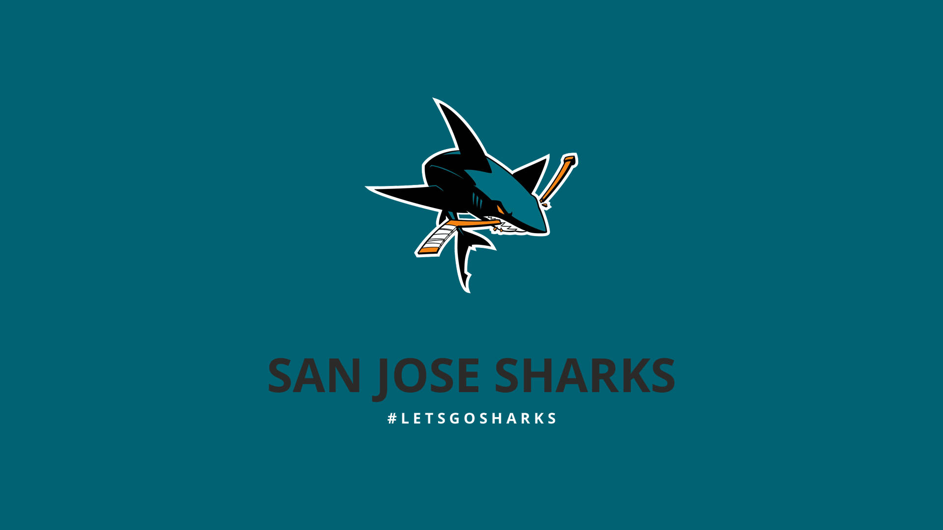 San Jose Sharks, black and teal shark logo, hockey stick, Full HD Desktop Wallpaper