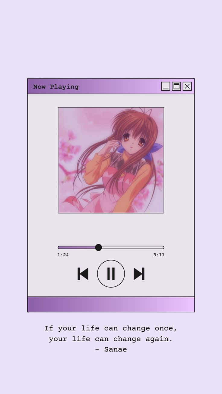 Sanae Furukawa, purple-themed music player, long brown hair, HD Phone Wallpaper