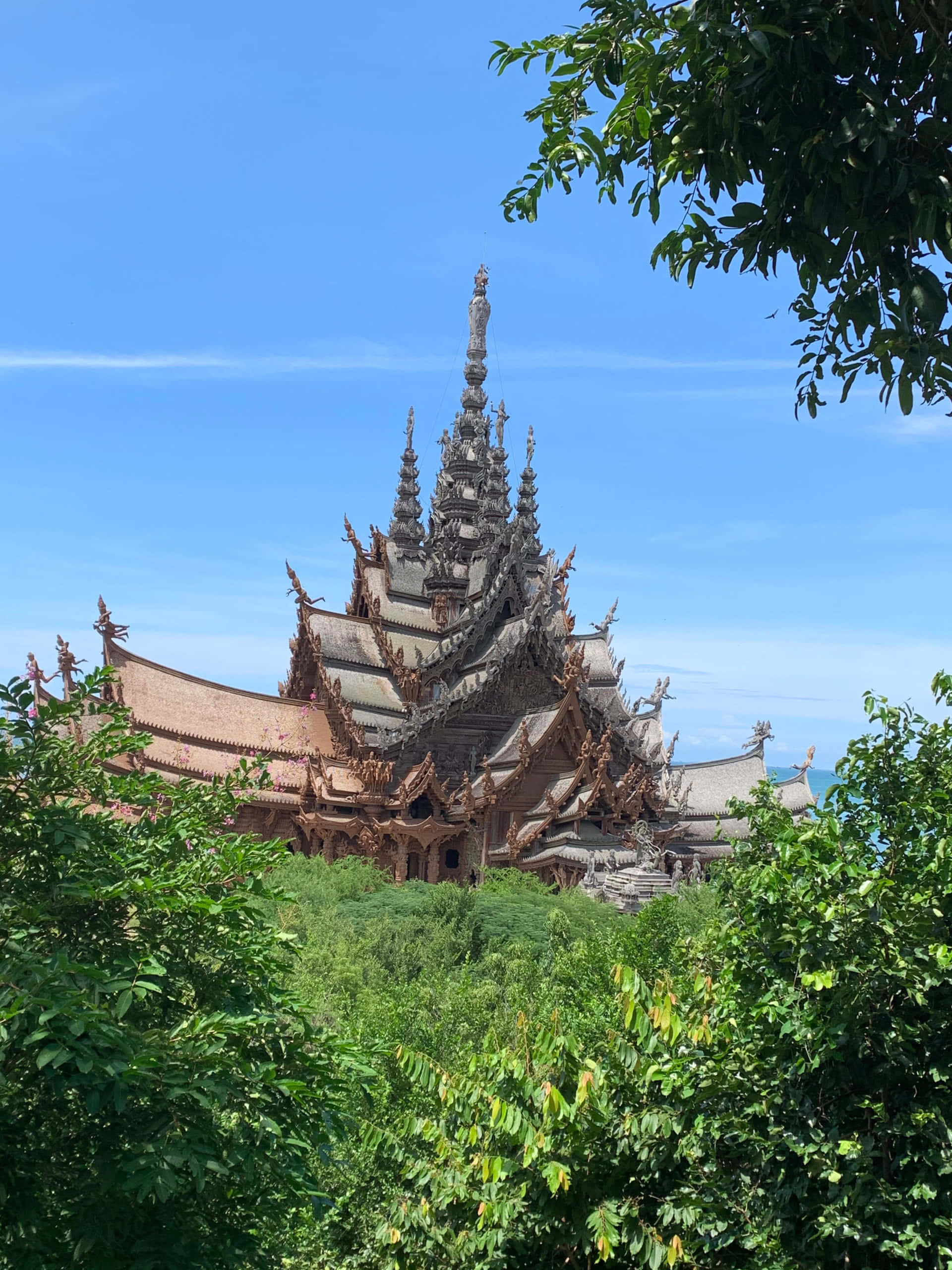 Sanctuary Of Truth, greenery, wooden temple, 2K Phone Wallpaper