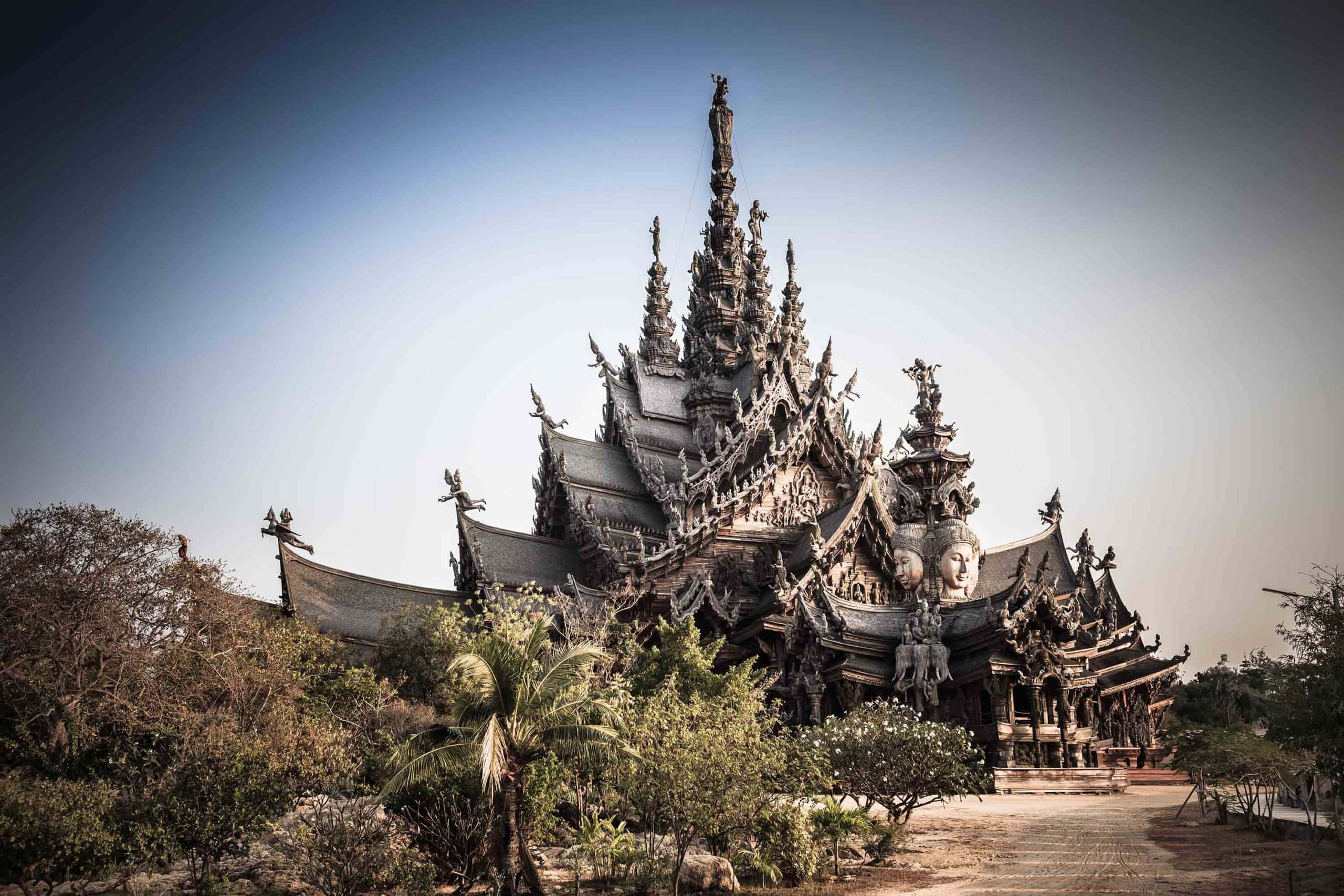 Sanctuary Of Truth, wooden temple, spires, 2K Desktop Wallpaper