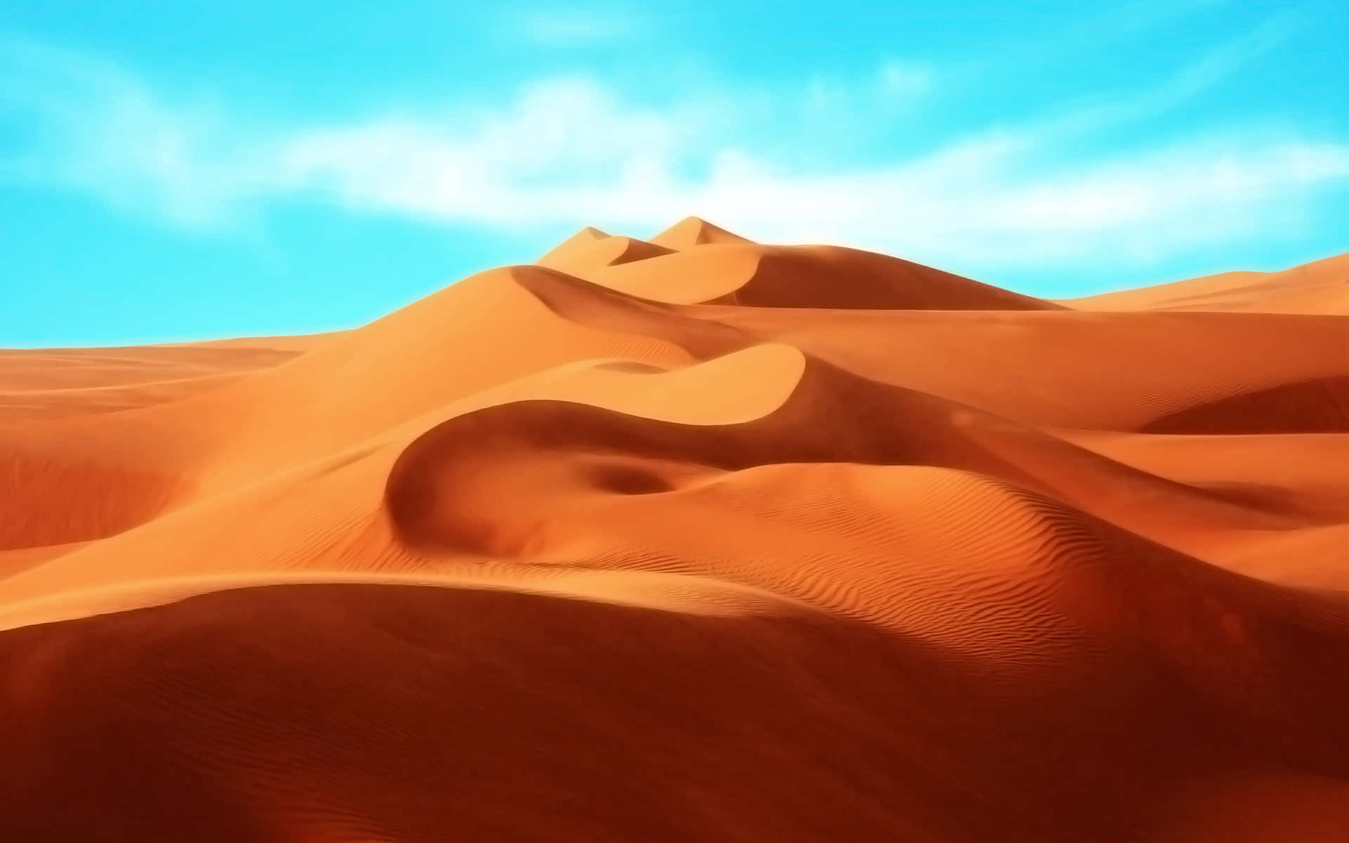 sand dunes, orange sand dunes, bright blue sky, Full HD Desktop Wallpaper