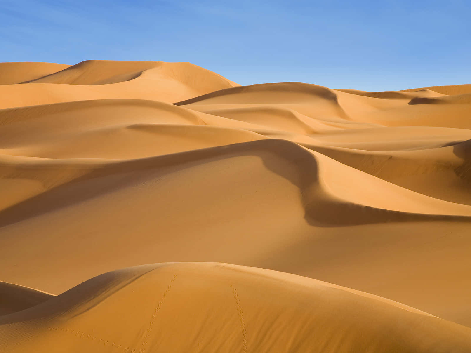 sand dunes, golden sand dunes, clear blue sky, HD Desktop Wallpaper