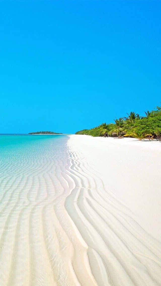 white beach sand, turquoise water, clear blue sky, SD Phone Wallpaper