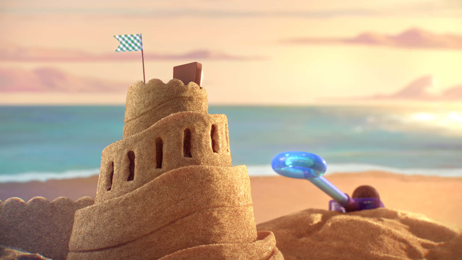 Sandcastles, 1920 x 1080, sunset, Full HD Desktop Wallpaper