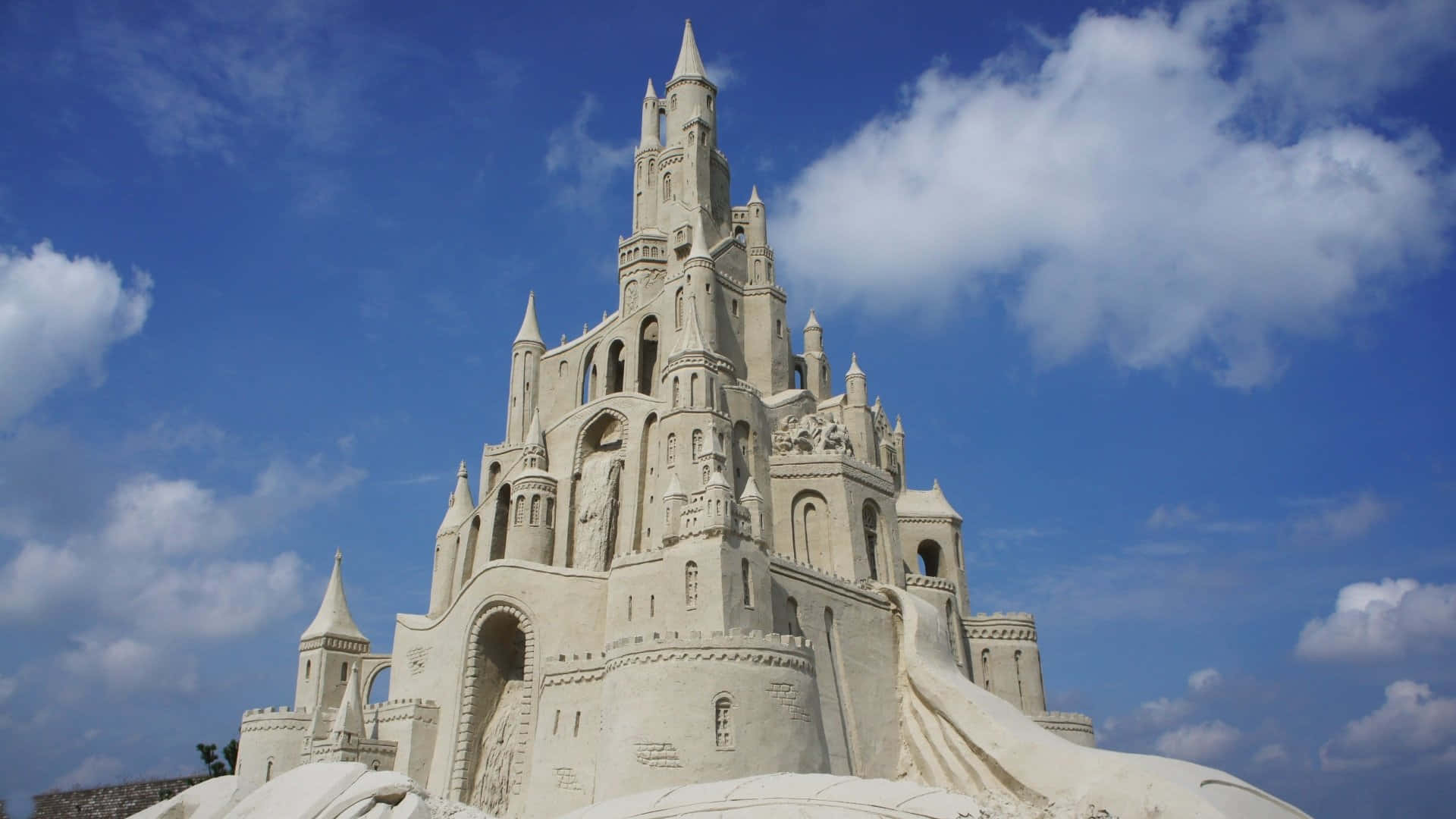 sandcastles, 1920 x 1080, vibrant sunset, Full HD Desktop Wallpaper