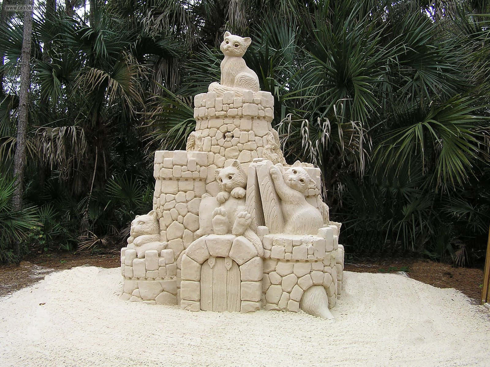 sandcastles, sunny beach day, stone-like towers, HD Desktop Wallpaper