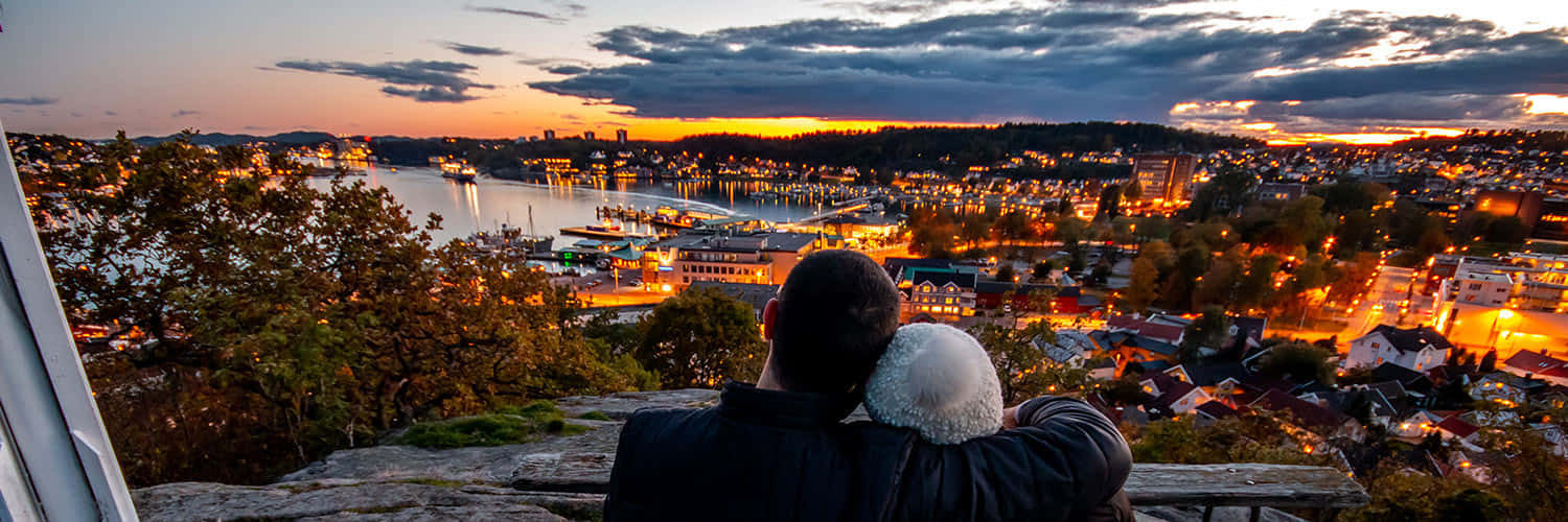 Sandefjord, sunset viewpoint, couple, HD Desktop Wallpaper